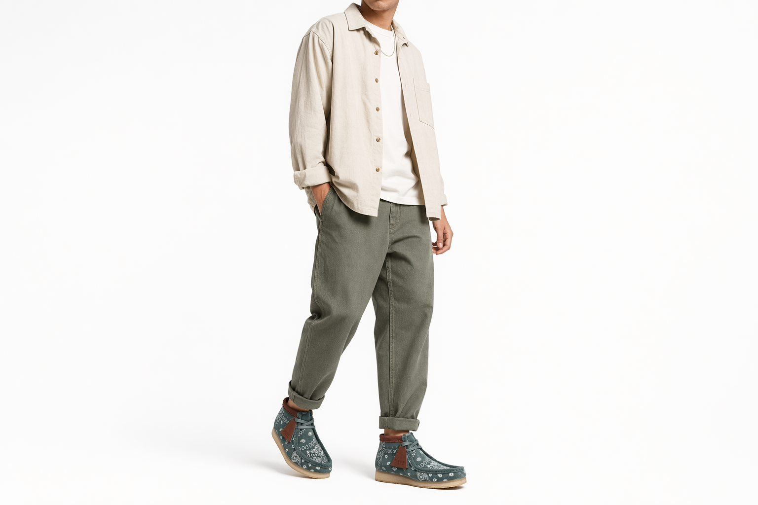Order Clarks Wallabee Boots '綠色佩斯利' 26168803
