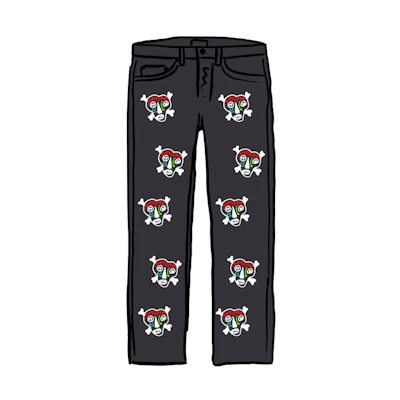 Clayton Patterson x Supreme Skulls Embroidered Regular Jean Black