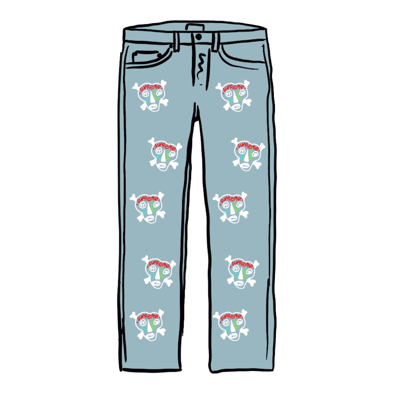 Buy Clayton Patterson x Supreme スカル刺繍デニム (Blue)
