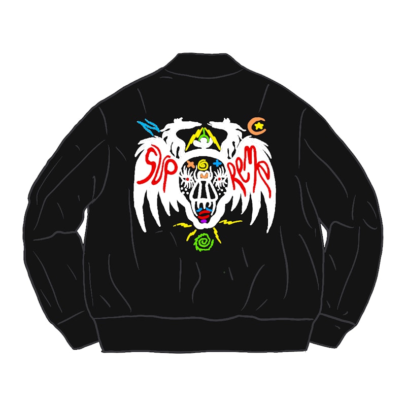 Clayton Patterson x Supreme Skulls Embroidered Velvet MA-1 Black