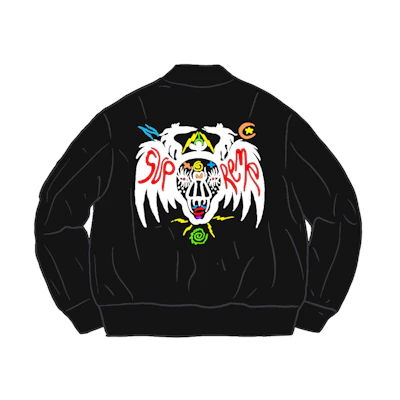 Clayton Patterson x Supreme Skulls Embroidered Velvet MA-1 Black