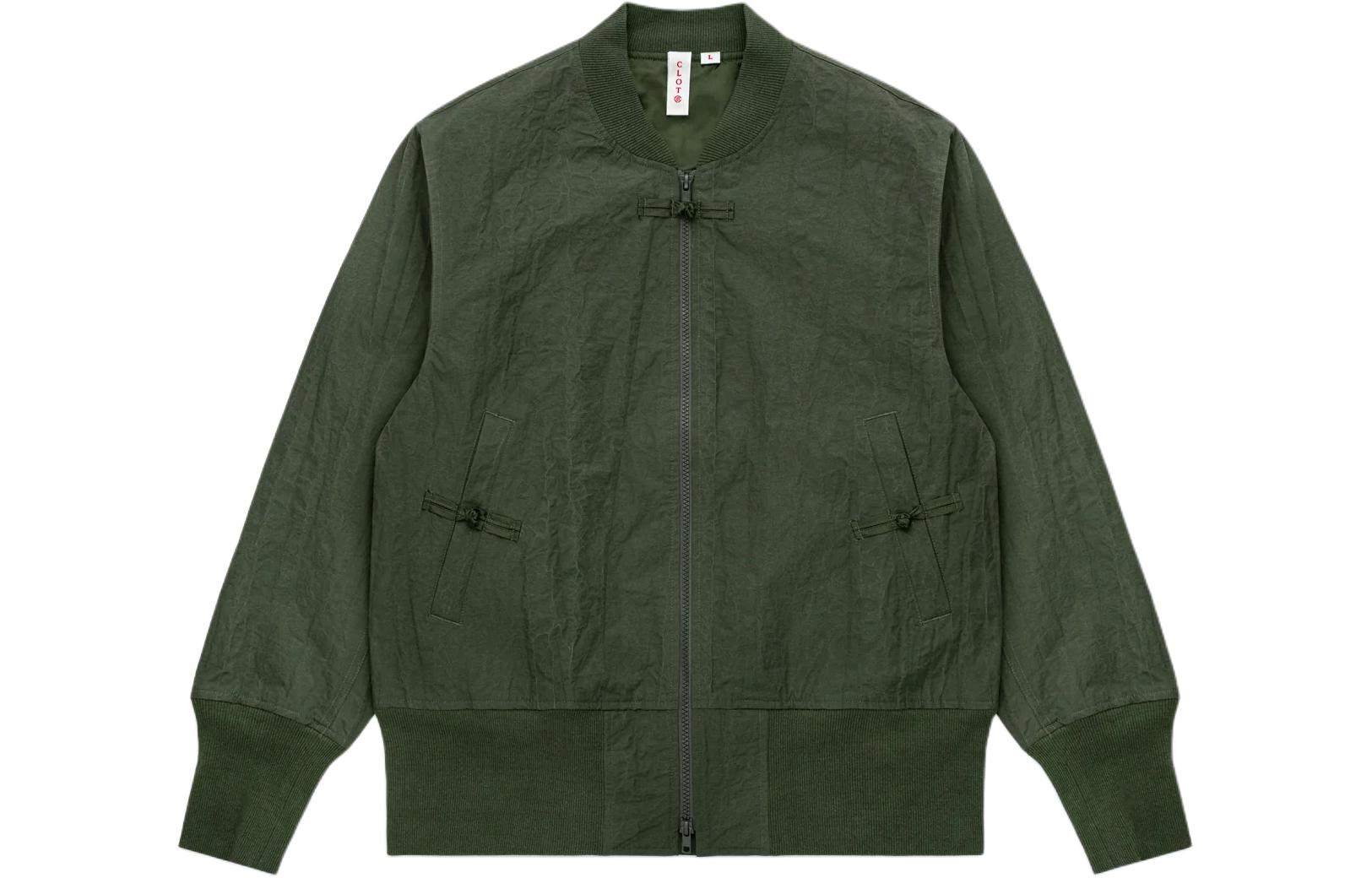 CLOT  Olive Green Solid Zip-Up Jacket CLJK24S40011OL