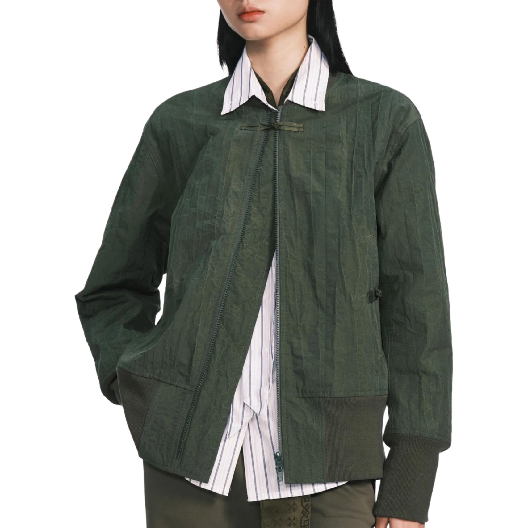 Shop CLOT 橄欖綠純色拉鍊外套 CLJK24S40011OL