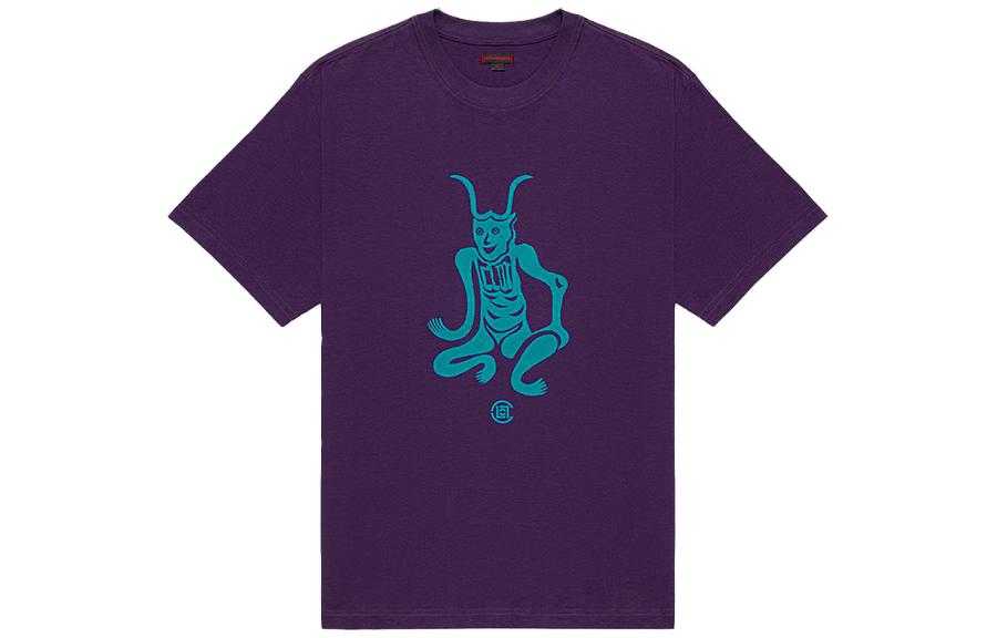 CLOT Abstract Graphic Unisex Crewneck Purple Short Sleeve T-Shirt CLTE23F10002