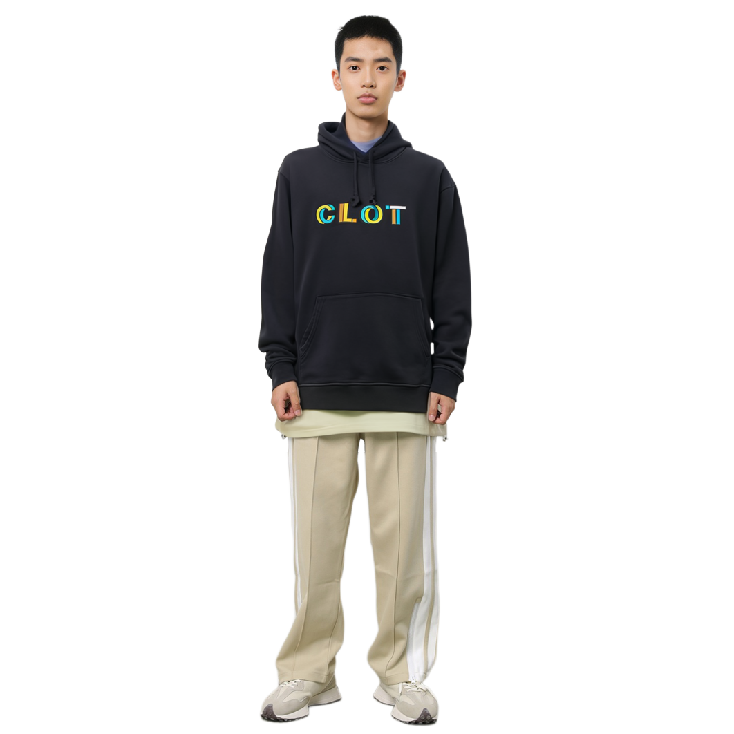 Shop CLOT 祖脈標誌印花連帽衫黑色 寬鬆版型 CLHD23F30005