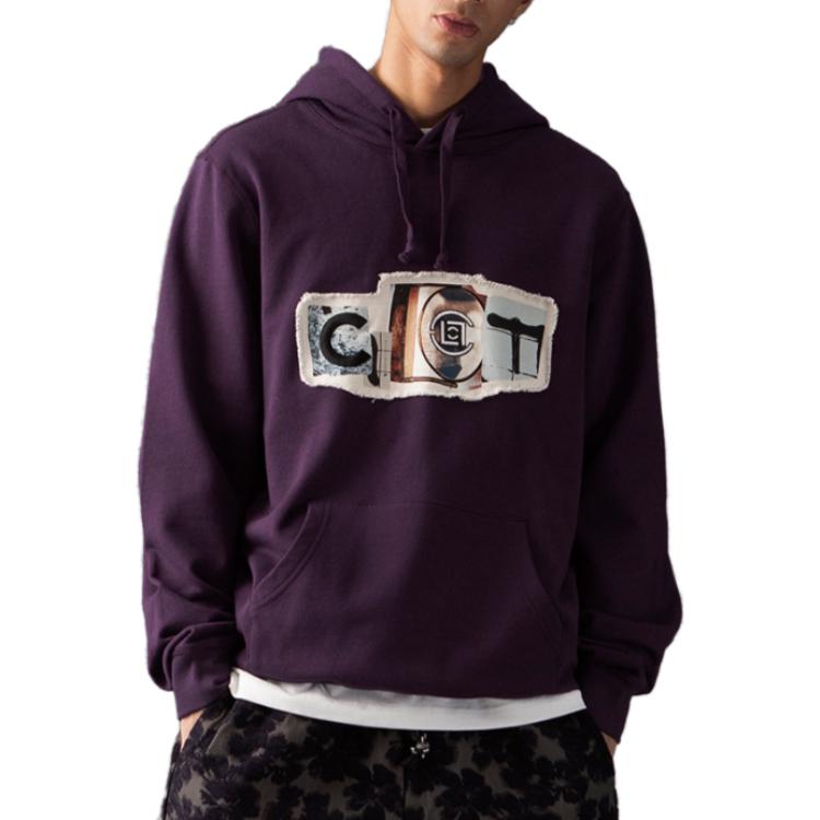 Shop 클롯 앤세스트럴 타이즈 오버사이즈 퍼플 후드 롱슬리브 맨투맨 CLHD23F30009