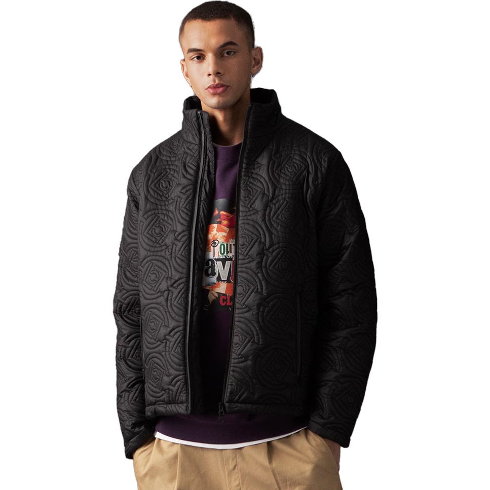 Shop CLOT 앤세스트럴 타이즈 퀼팅 래글런 자켓 블랙 루즈핏 CLJK23F40002