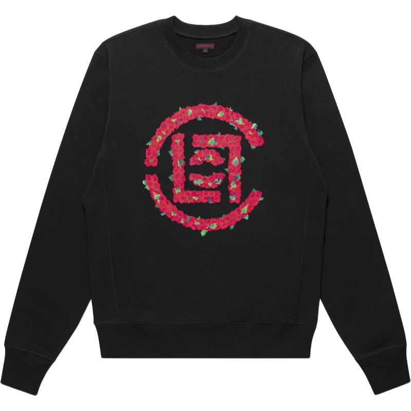 CLOT C-Culture Rose Logo Print Black Long Sleeve Unisex Sweatshirt CLSS22FTM302