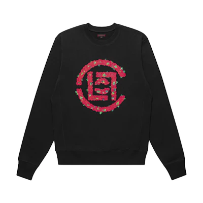 CLOT C-Culture Rose Logo Print Black Long Sleeve Unisex Sweatshirt CLSS22FTM302