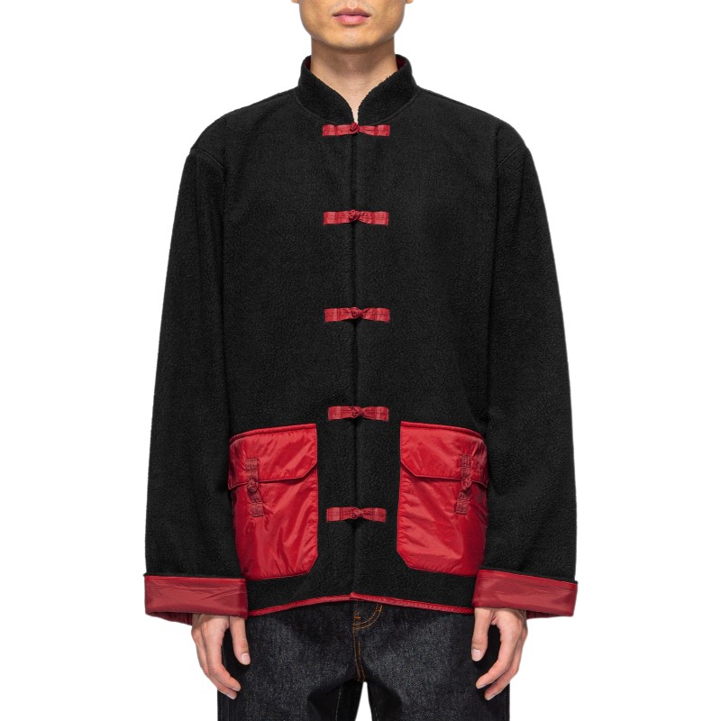 Shop CLOT拼色中式盤扣外套 黑色 時尚外套 CLJK22FTM401