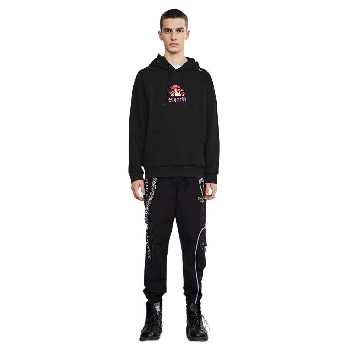 Purchase CLOT数字宇宙系列刺绣蘑菇字母连帽衫 CTHD22FW3010