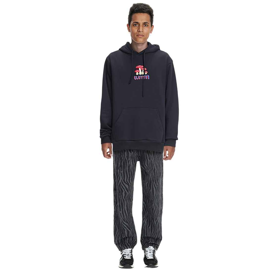 Sizing CLOT数字宇宙系列刺绣蘑菇字母连帽衫 CTHD22FW3010