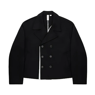 CLOT Double-Breasted Solid Black Long Sleeve Jacket for Men CLJK24S40003BK