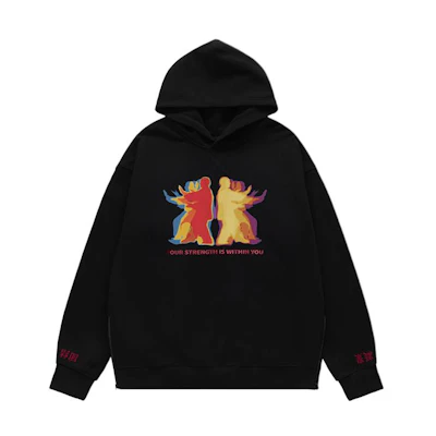 CLOT FW23 Kung Fu Hoodie Black Unisex Kung Fu Print Pullover CTHD23F31048