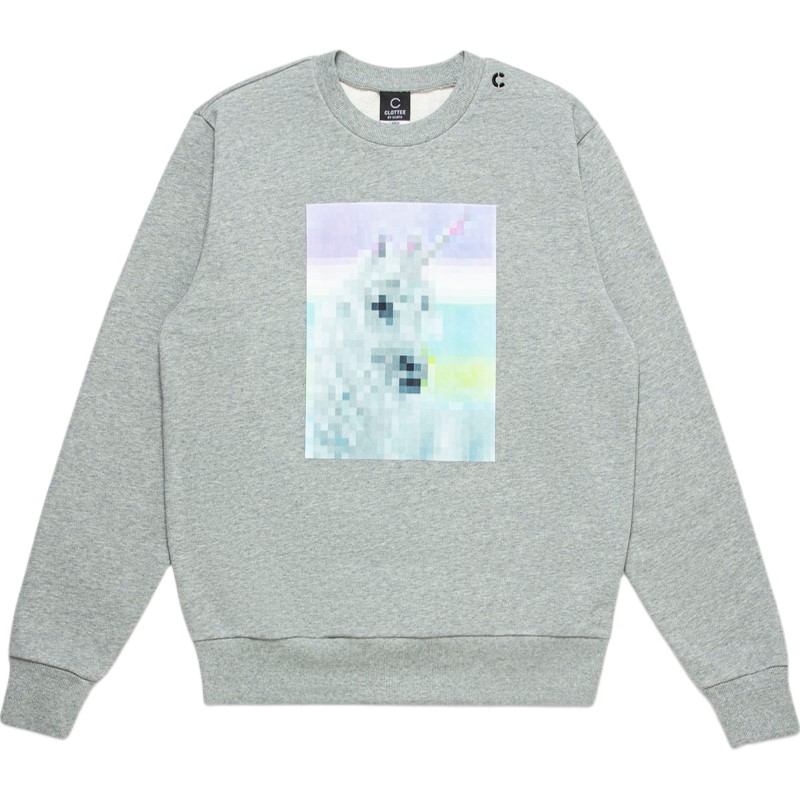 CLOT Pixel Photo Print Crewneck Sweatshirt Grey CTSS22FW3014