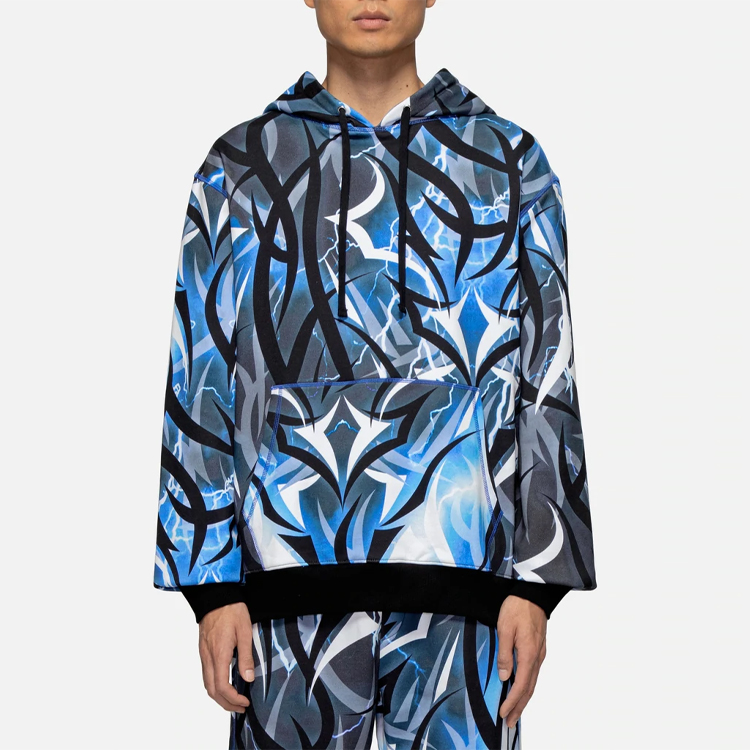 Shop CLOT 2022春夏全刺绣荆棘蓝色套头卫衣 CLHD21FAL302