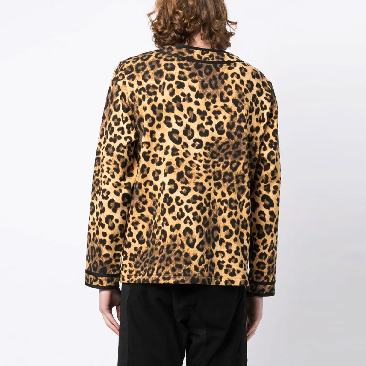 Shop CLOT SS23 레오파드 싱글 브레스트 재킷 브라운 남성 아우터웨어. CLSH22F20008