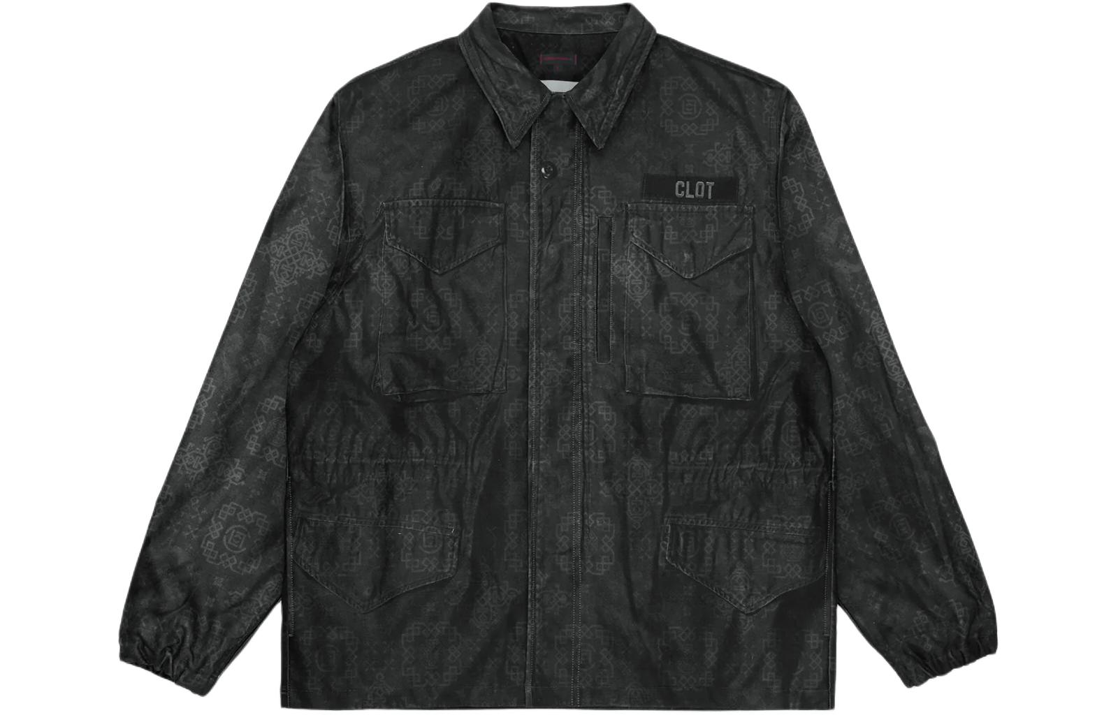 CLOT SS24 All-Over Print Multi-Pocket Black Long Sleeve Jacket Unisex CLJK24S40020BL
