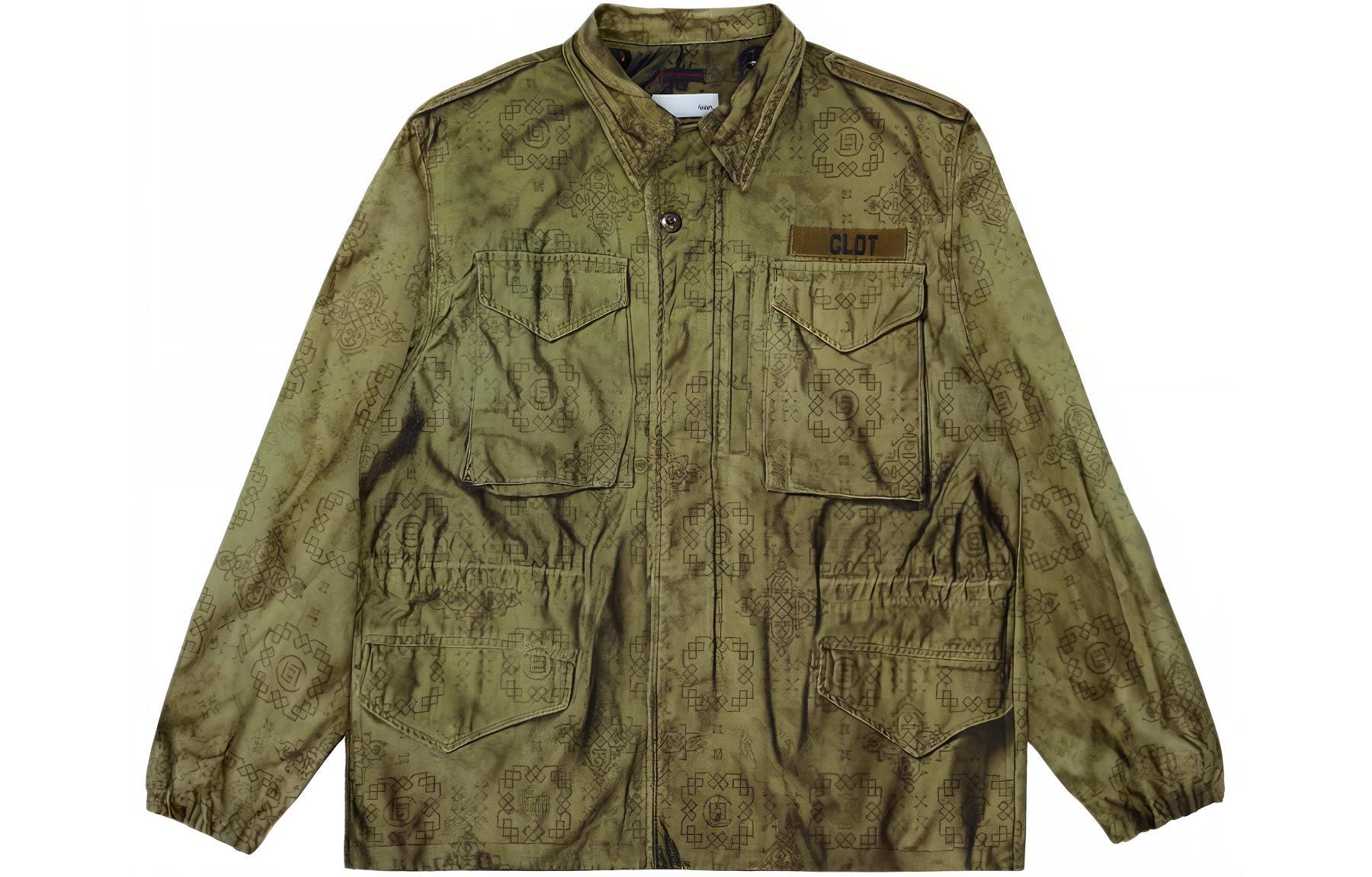 CLOT SS24 All-Over Print Multi-Pocket Jacket Olive Green Unisex CLJK24S40020OL