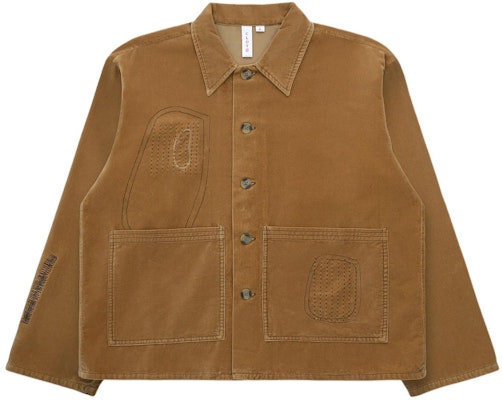 CLOT SS24 ブラウン刺繍入りボタンアップ襟付きジャケット ユニセックス CLJK24S40008 Buy CLOT SS24 ブラウン刺繍入りボタンアップ襟付きジャケット ユニセックス CLJK24S40008