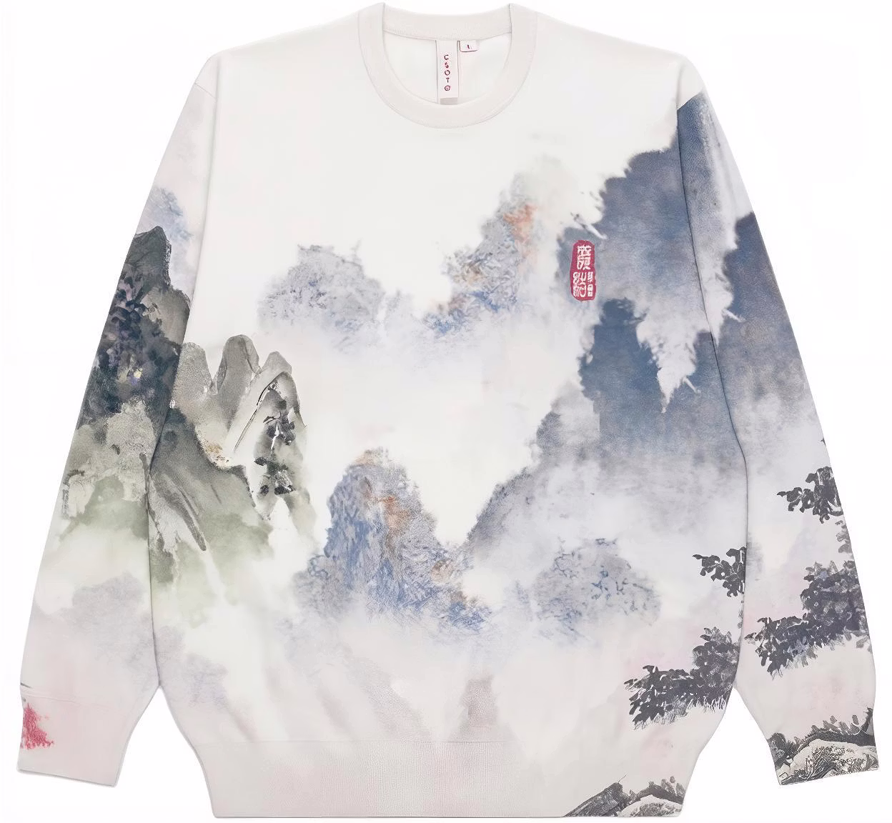 clot-ss-24-ink-print-crewneck-pullover-long-sleeve-sweatshirt-unisex-white-clkn-24-s70005