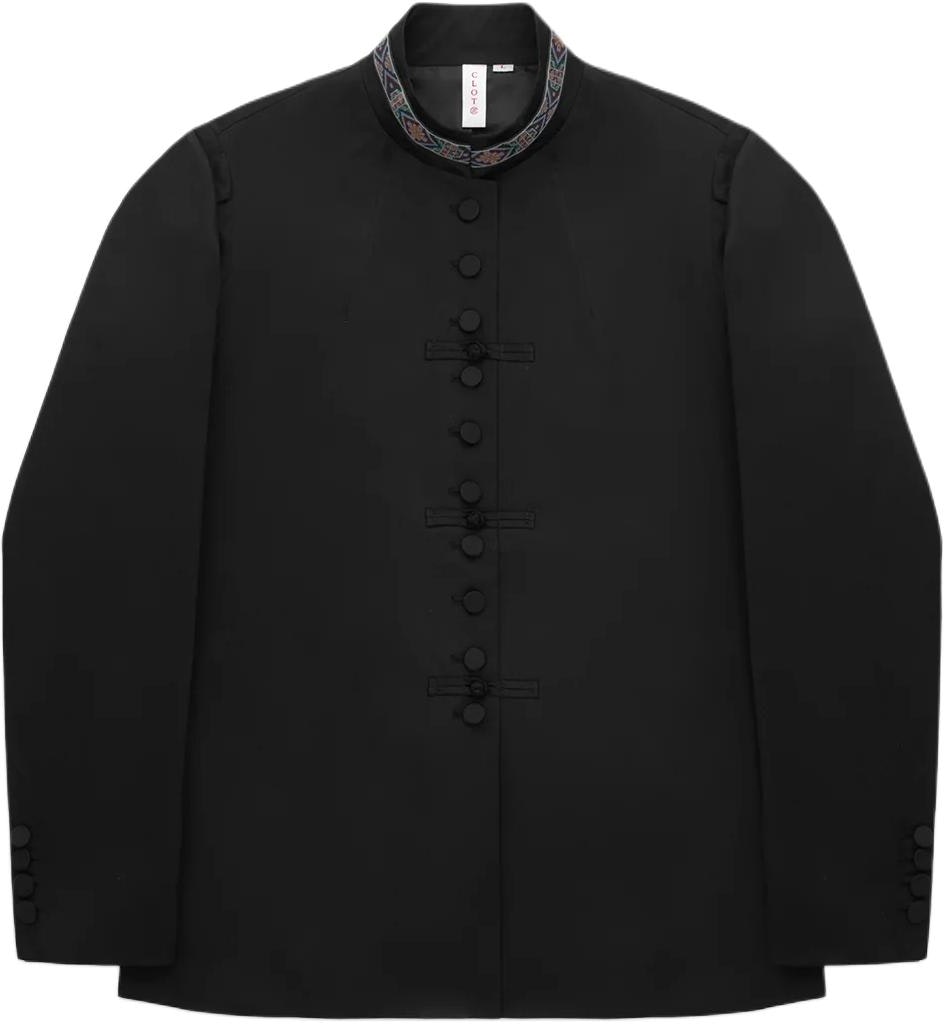 clot-ss-24-mandarin-collar-black-jacket-unisex-long-sleeve-outerwear-cljk-24-s40002