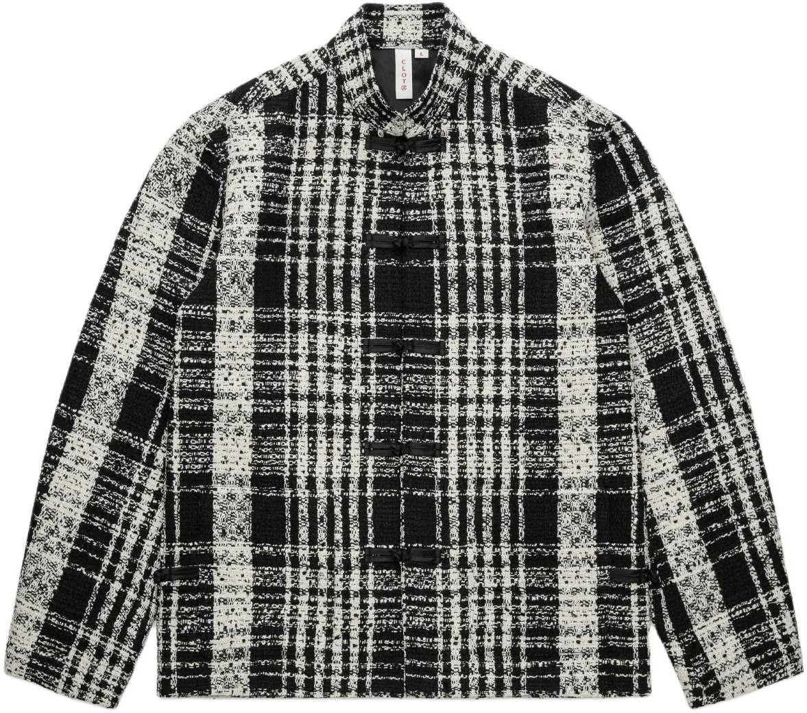 clot-ss-24-mandarin-collar-plaid-button-jacket-unisex-black-clsh-24-s20010