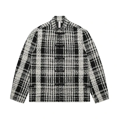 CLOT SS24 Mandarin Collar Plaid Button Jacket Unisex Black CLSH24S20010