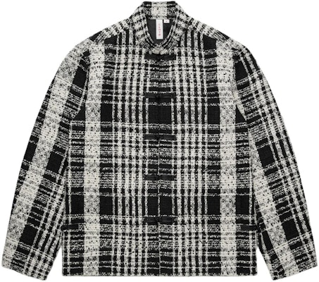 CLOT SS24 만다린 칼라 체크 버튼 자켓 유니섹스 블랙 CLSH24S20010 Order CLOT SS24 만다린 칼라 체크 버튼 자켓 유니섹스 블랙 CLSH24S20010