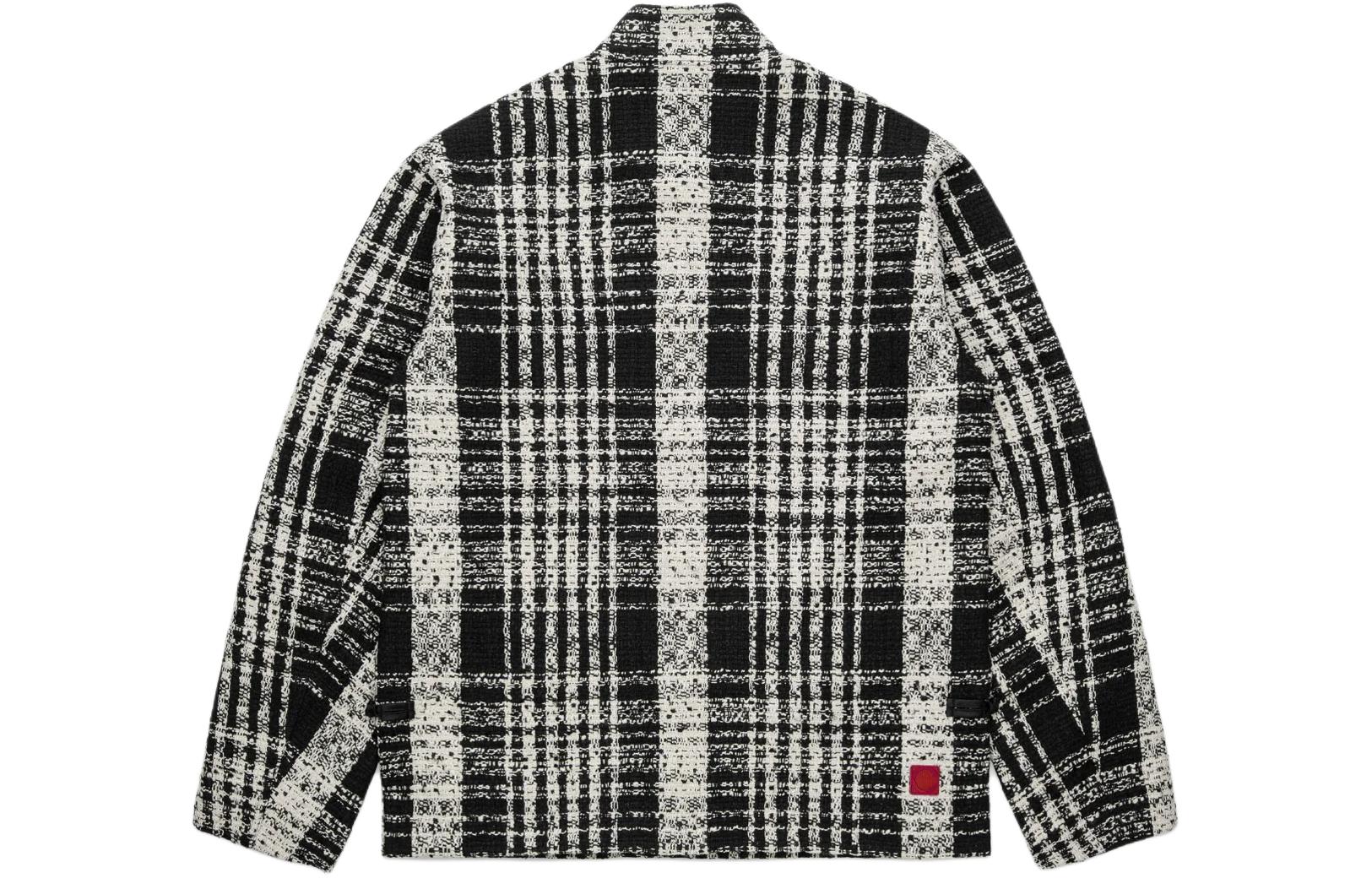 Lookbook CLOT SS24 만다린 칼라 체크 버튼 자켓 유니섹스 블랙 CLSH24S20010