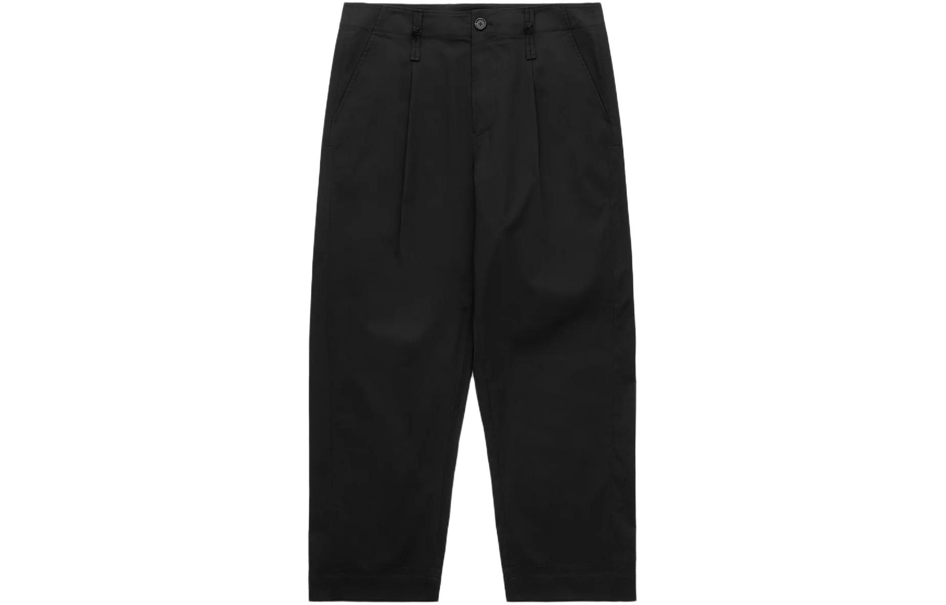 CLOT SS24 Pleated Straight-Leg Mid-Rise Casual Pants Unisex Black CLPT24S50001