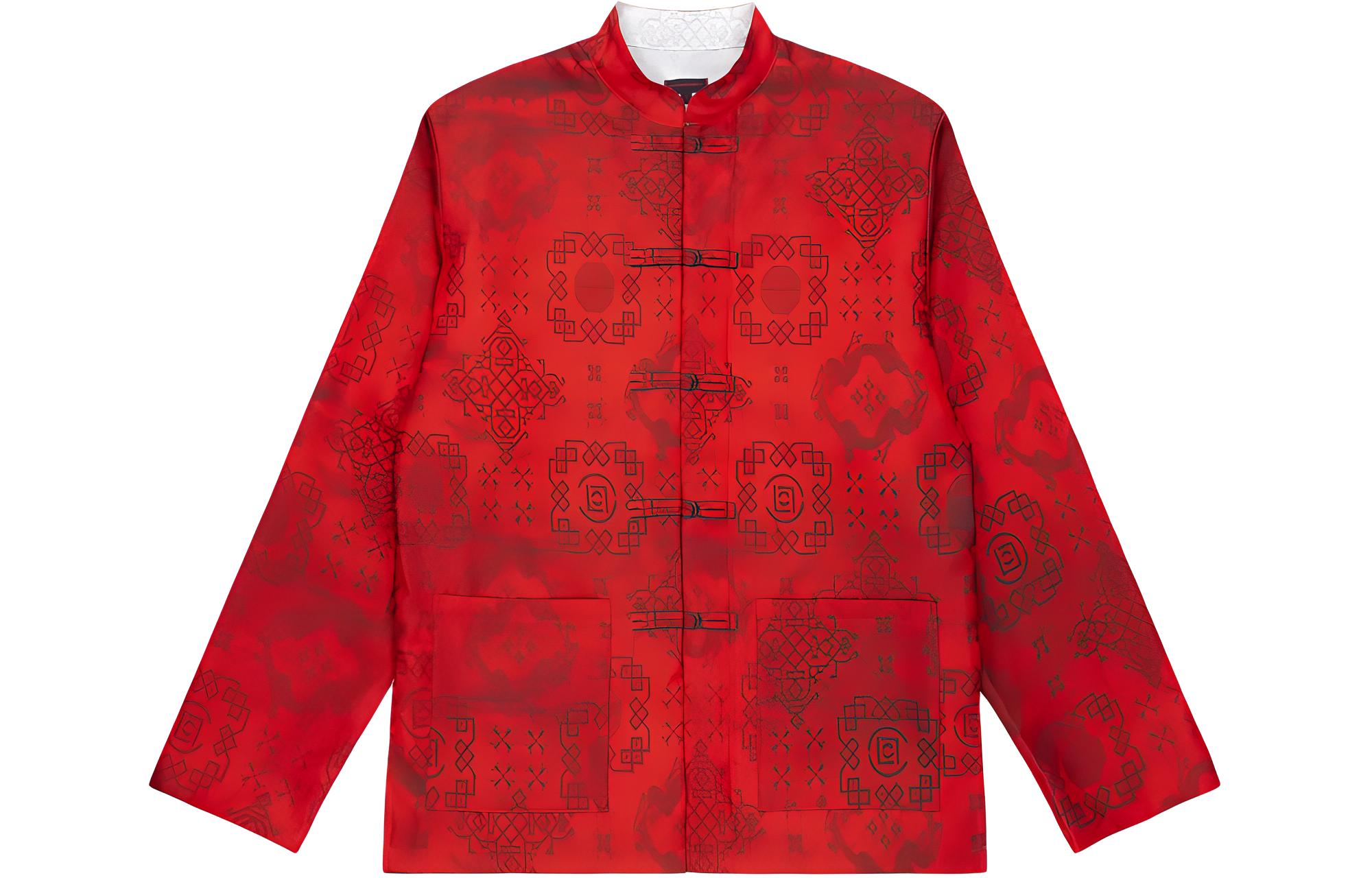 CLOT SS24 Red All-Over Print Mandarin Collar Unisex Long-Sleeve Jacket CLSH24S20028RD