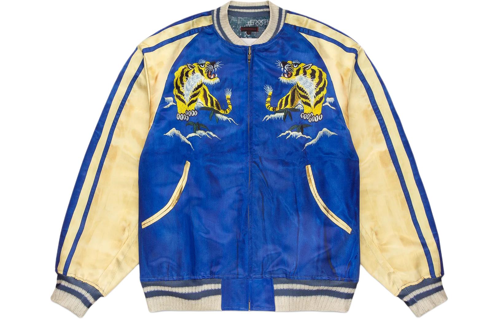 CLOT SS24 Reversible Embroidered Tiger Bomber Jacket Unisex - Blue CLJK24S40021