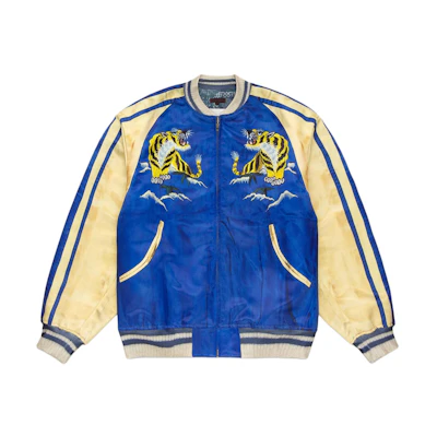 CLOT SS24 Reversible Embroidered Tiger Bomber Jacket Unisex - Blue CLJK24S40021
