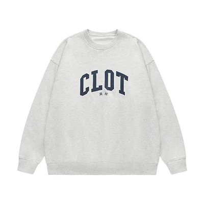 CLOT Unisex Letter Print Crewneck Loose Fit Long Sleeve Sweatshirt CTSS23F31055