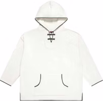 CLOT White Minimalist Sweatshirt with Chinese-Style Button Design CLHD22FTM305 CLOT White Minimalist Sweatshirt with Chinese-Style Button Design CLHD22FTM305