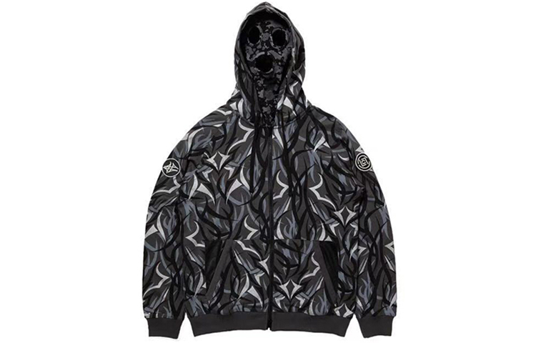 Order CLOT x Alienegra 荊棘系列黑色幾何圖案拉鍊連帽上衣 男女款 CLHD19FW002