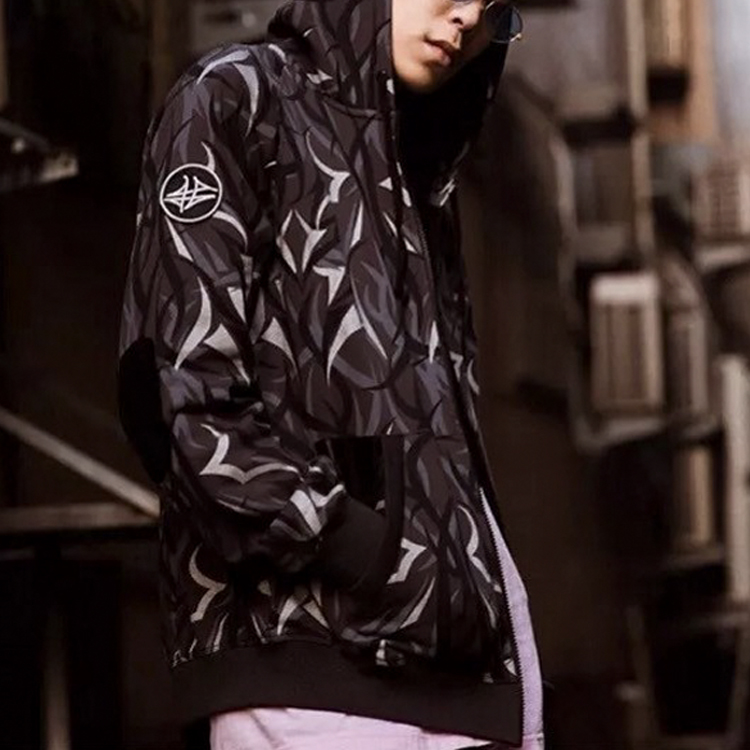 Purchase CLOT x Alienegra 荊棘系列黑色幾何圖案拉鍊連帽上衣 男女款 CLHD19FW002