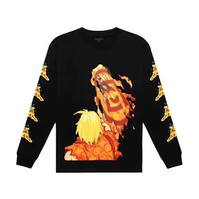CLOT ARCADE1UP Flame Print Black Streetwear Long Sleeve Sweatshirt Unisex. CLLS21FARC16-BK-00M
