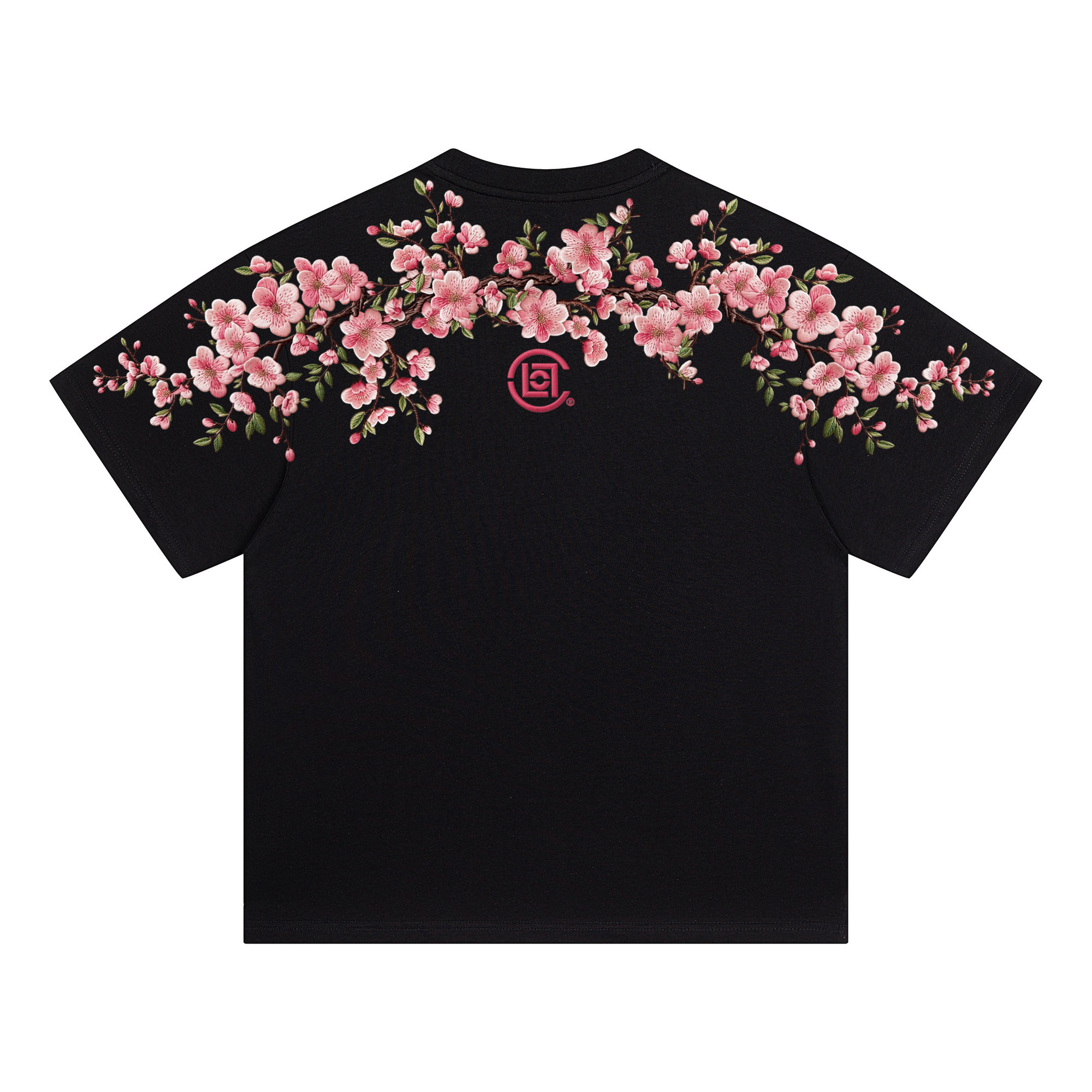 CLOT x CLOTTEE Retro Peach Blossom Floral Embroidered Oversized Unisex T-Shirt EL2620115A060493-S5