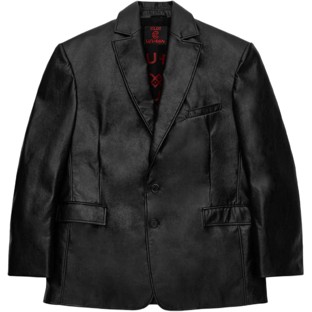 CLOT LUU DAN SS24 Faux Leather Button Logo Blazer Jacket Black Unisex CLJK24S4LEFLBK00