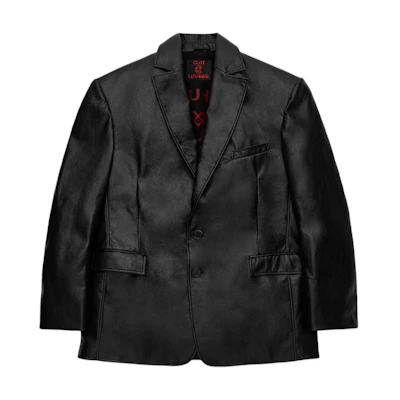 CLOT LUU DAN SS24 Faux Leather Button Logo Blazer Jacket Black Unisex CLJK24S4LEFLBK00