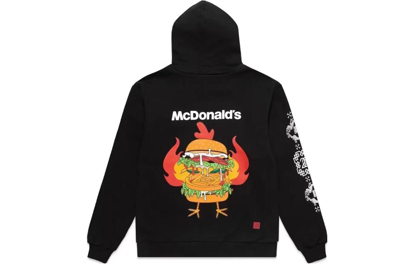 CLOT x McDonald's SS23 Logo Burger Graphic Oversized Black Sweatshirt Unisex 6976162170056