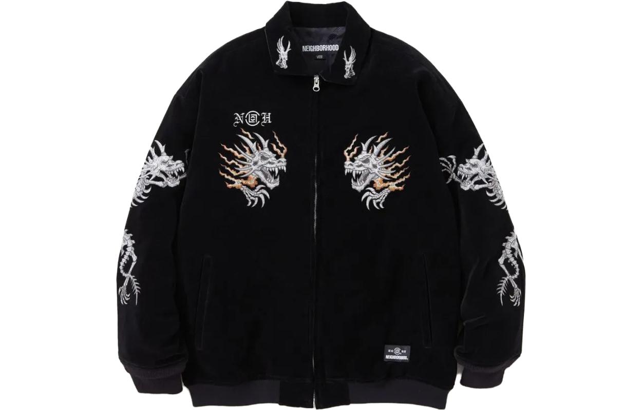 CLOT NBHD FW23 Dragon Embroidered Zip-Up Jacket Unisex Black 232YT20N-JKM01S