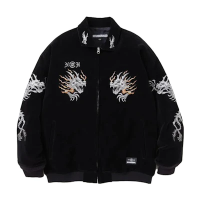 CLOT NBHD FW23 Dragon Embroidered Zip-Up Jacket Unisex Black 232YT20N-JKM01S