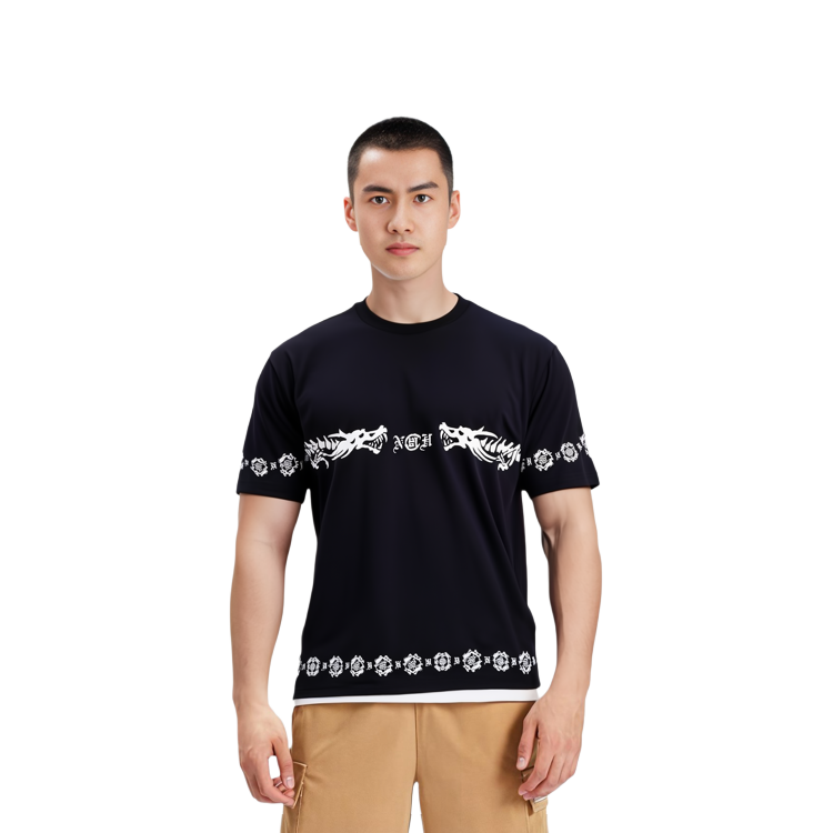 Details for CLOT x 네이버후드 FW23 드래곤 로고 트림 유니섹스 크루넥 티셔츠. 232PC20N-ST01S