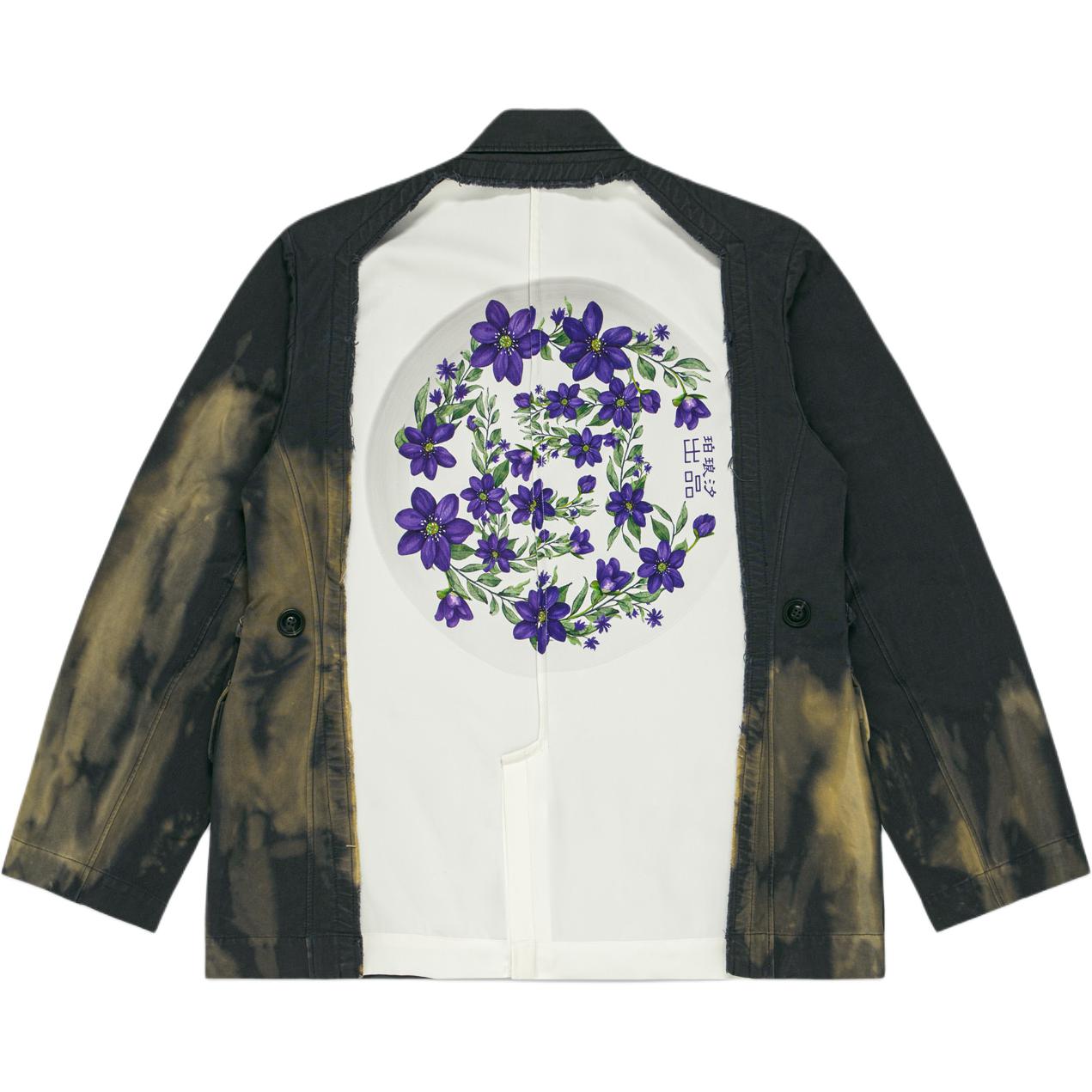 Lookbook CLOT x PRONOUNCE SS24 플로랄 도자기 중산 재킷 유니섹스 블랙 CLJK24STJ003