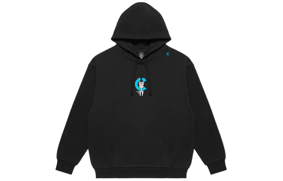 CLOT RIPNDIP FW23 Black Hoodie Unisex with Solid Color Logo on Chest CTHD23SRD302