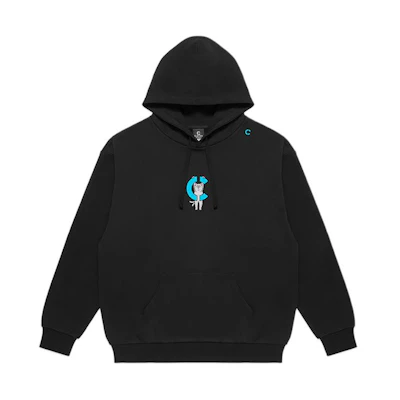 CLOT RIPNDIP FW23 Black Hoodie Unisex with Solid Color Logo on Chest CTHD23SRD302