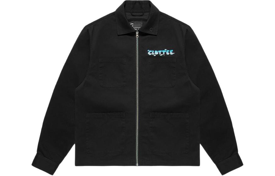 CLOT RIPNDIP FW23 Black Zip-Up Collared Loose Jacket with Back Print Unisex CTJK23SRD401